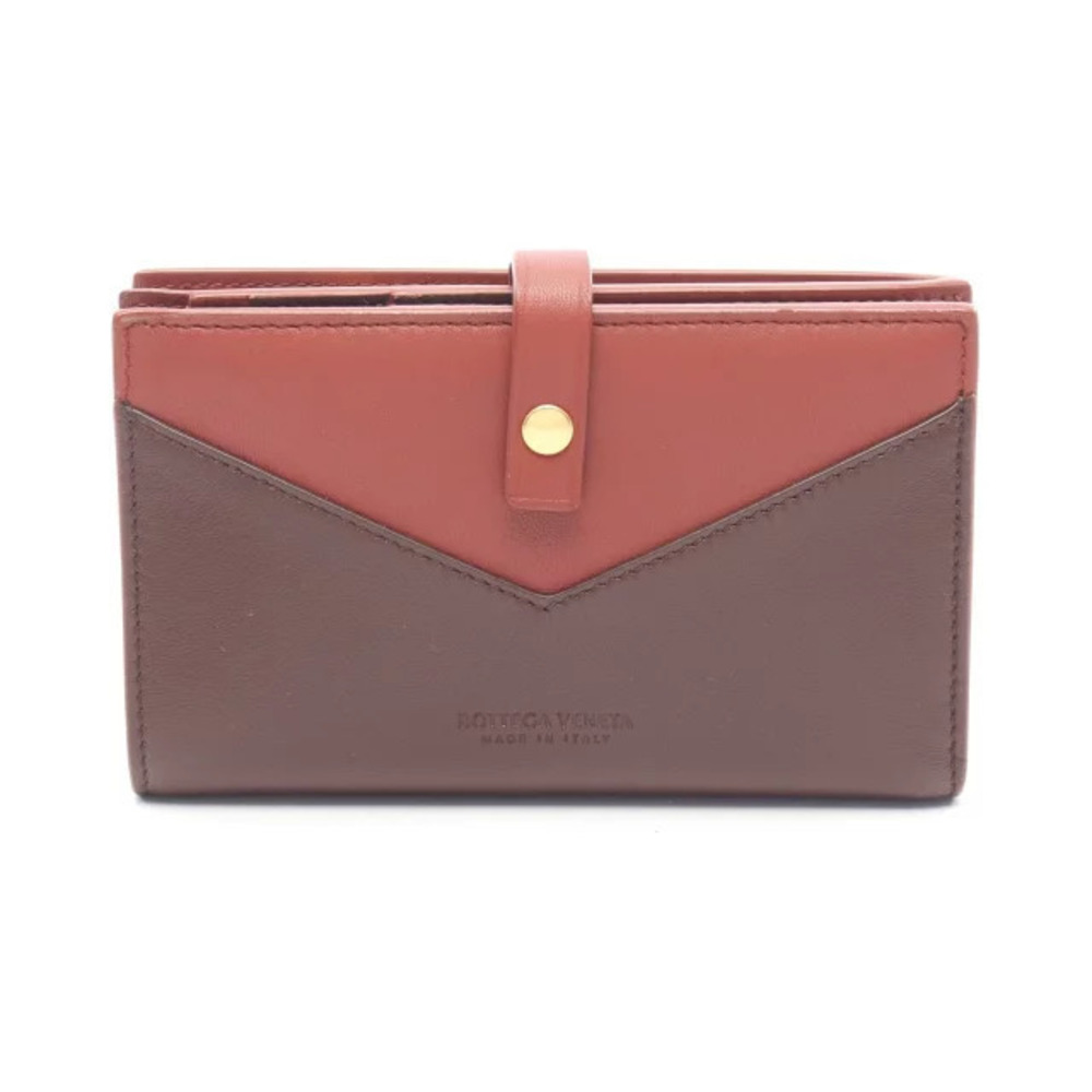 Bottega Veneta Bi fold Wallet Leather Bordeaux Purple Brown